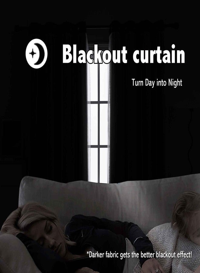 indistar Home Blackout Curtains Double Layer Solid Sheer Grommet Top Window Curtain Panel Pair, 52Wx63L,Black - Image 3