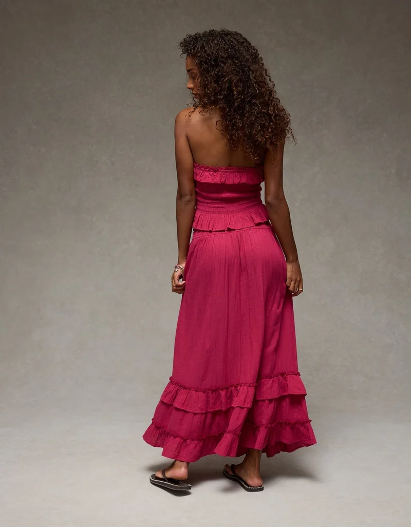 American Eagle AE Mid-Rise Tiered Ruffle Maxi Skirt