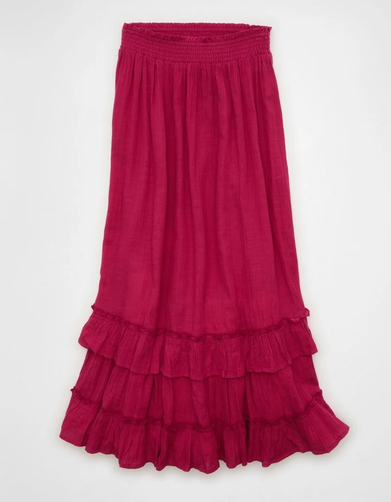 American Eagle  AE Mid-Rise Tiered Ruffle Maxi Skirt for Women | Best Price UAE