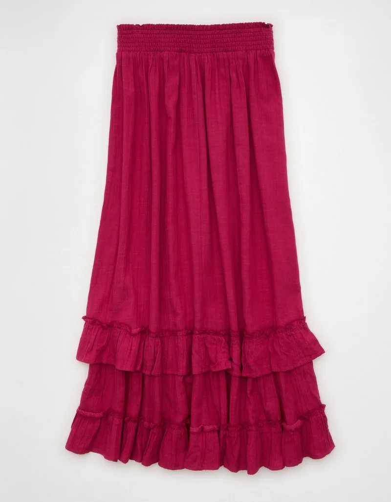 American Eagle  AE Mid-Rise Tiered Ruffle Maxi Skirt for Women | Best Price UAE