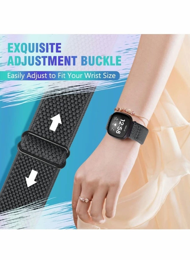 Elastic Bands Compatible with Fitbit Versa 3, Adjustable Soft Stretchy Loop Bracelet Watch Bands for Women and Men - Image 1
