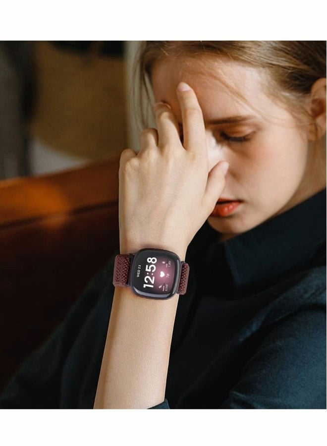 Elastic Bands Compatible with Fitbit Versa 3, Adjustable Soft Stretchy Loop Bracelet Watch Bands for Women and Men - Image 3