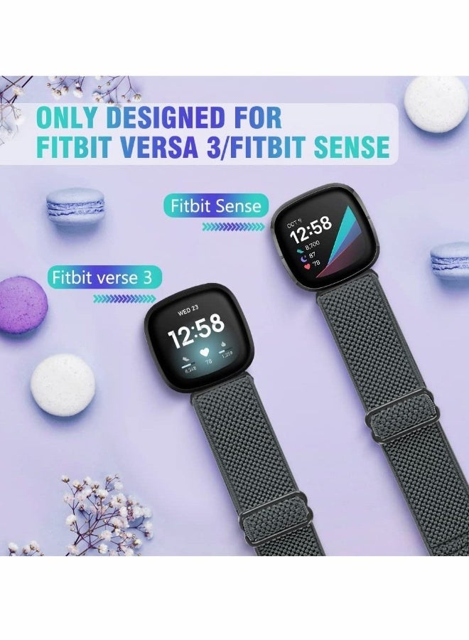 Elastic Bands Compatible with Fitbit Versa 3, Adjustable Soft Stretchy Loop Bracelet Watch Bands for Women and Men - Image 2