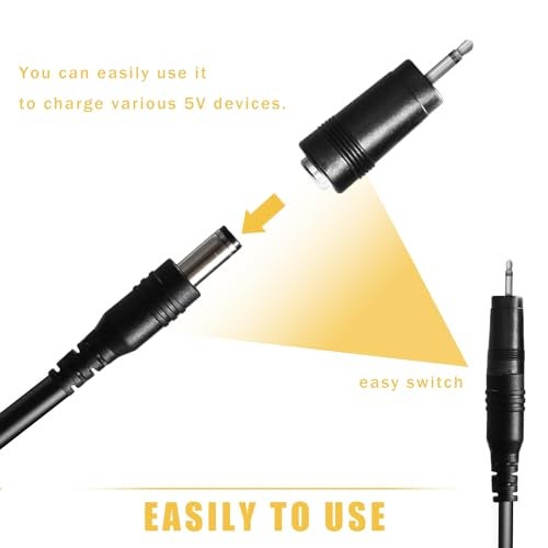 BOEEA 5V DC Power Cord Replacement Charger, USB to DC Plug Charging Cord with 9 Connectors Adapters for Moon Lamp, Massage Wand, Router, LED Light, Speaker and More Devices (Black) - Image 4