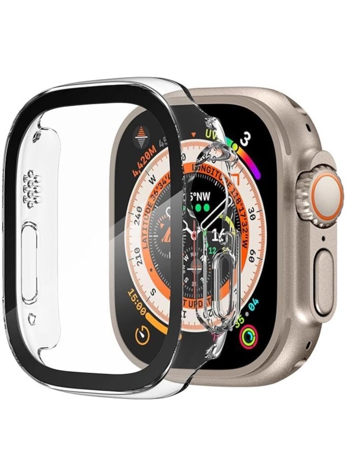 Generic ELMO3EZZ Sport Rugged Bumper Designed for Apple Watch Ultra 49mm Case Built in 9H Tempered Glass Screen Protector, Hard PC Protective Case Cover - Crystal Clear  - Image 1