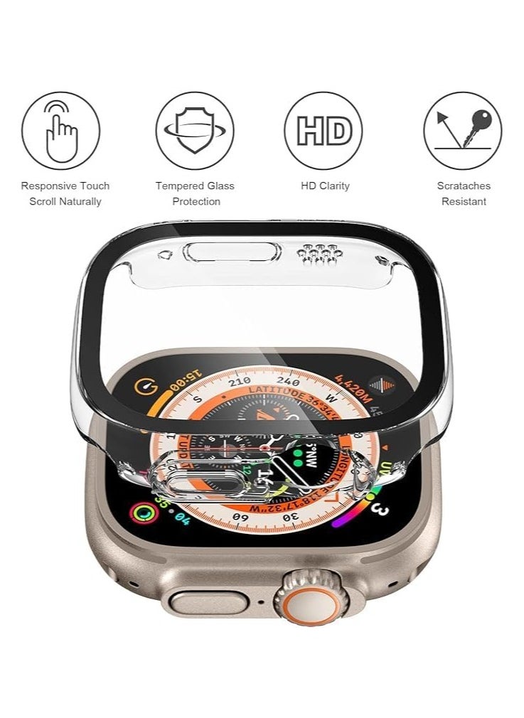 Generic ELMO3EZZ Sport Rugged Bumper Designed for Apple Watch Ultra 49mm Case Built in 9H Tempered Glass Screen Protector, Hard PC Protective Case Cover - Crystal Clear  - Image 2