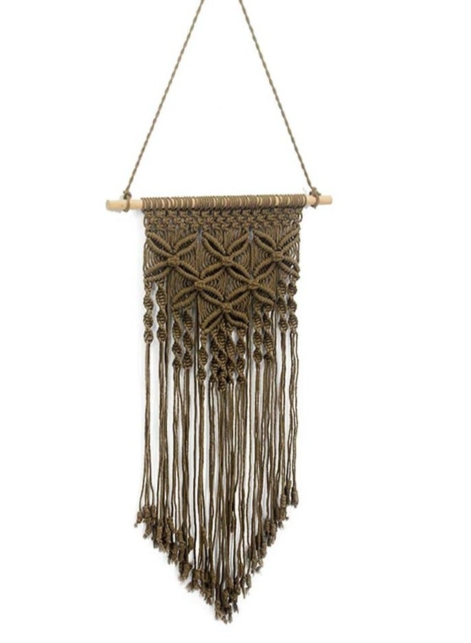 انتيكيانو ديكور فني هندسي للمنزل بتصميم بوهيمي أنيق من المكرمية، معلق على الحائط - ديكور جميل لغرفة النوم في الشقة، 40 سم (عرض) × 70 سم (طول) (لون القهوة الداكنة)