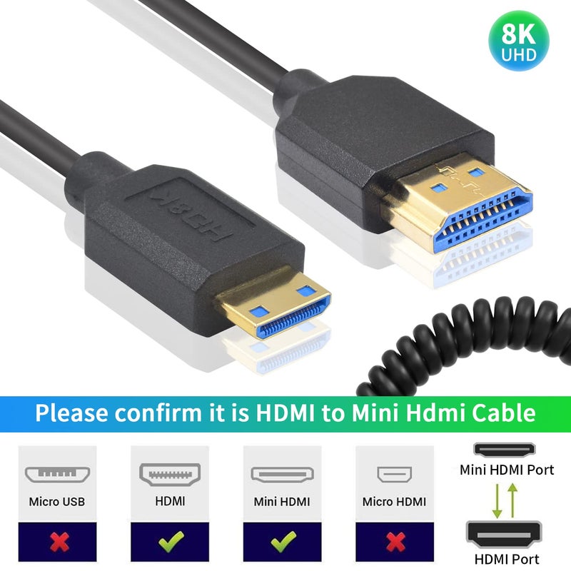 دوتك كابل 8K 48Gbps فائق النحافة من HDMI ذكر إلى Mini HDMI ذكر، إصدار 2.1 للكاميرات وكاميرات DSLR وكاميرات الفيديو من 1 قدم إلى 4 أقدام - Image 3
