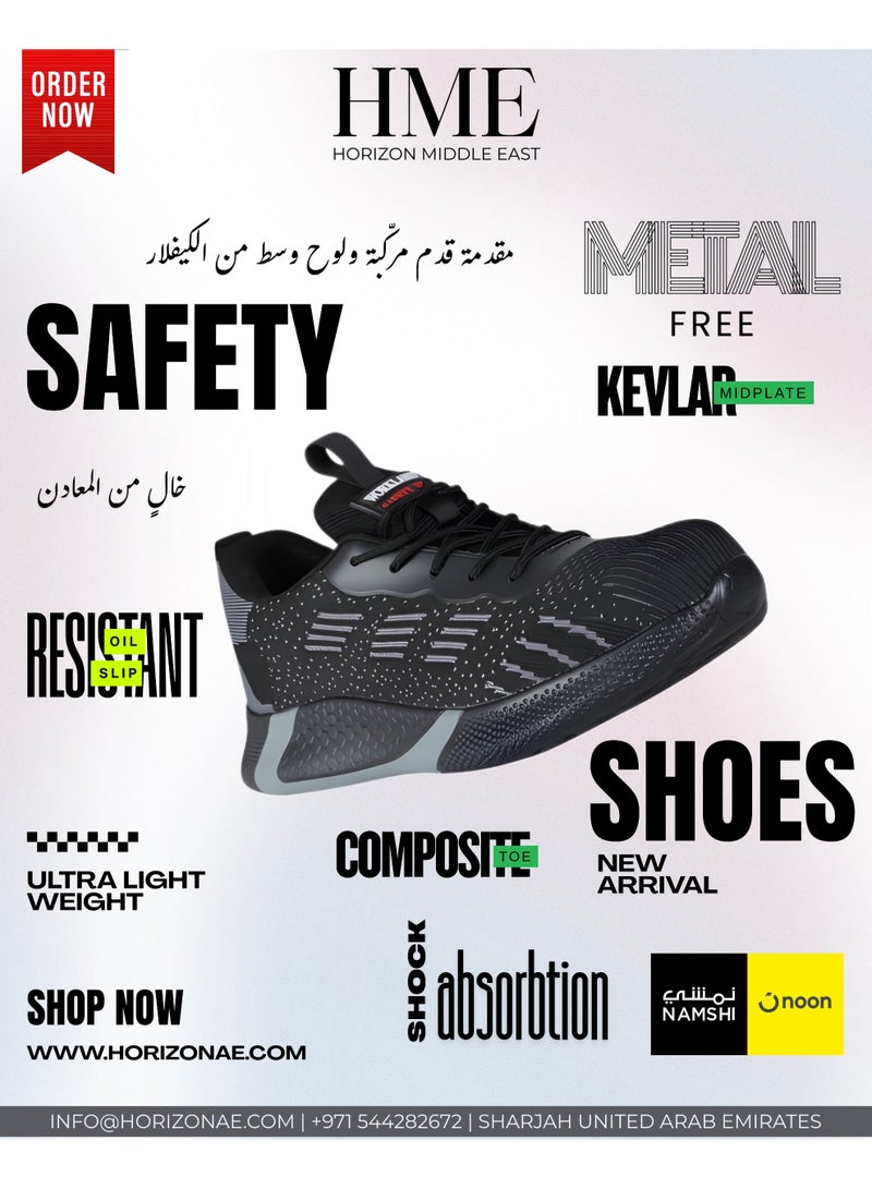 Workland Safety Shoes Metal Free Sports Type Low Ankle Premium Mesh Material Oil And Slip Resistant Shock Absorption Composite Toe & Kevlar Mid Plate Workland Shoes - Image 1
