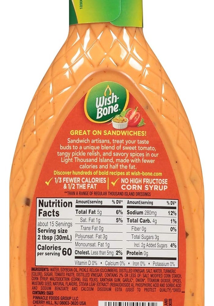 Wish Bone Wish-Bone Light Thousand Island Salad Dressing, 15 Ounce Bottle - Image 4