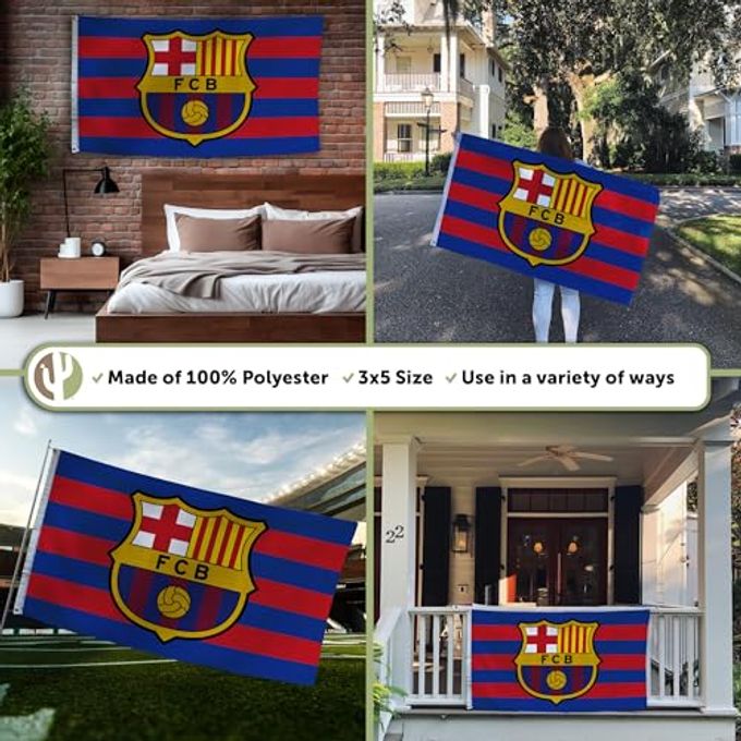 Desert Cactus FC Barcelona Flag Bara Barca Football Futbol Soccer 100% Polyester Indoor Outdoor 3x5 feet Banner (Flag E) - Image 3