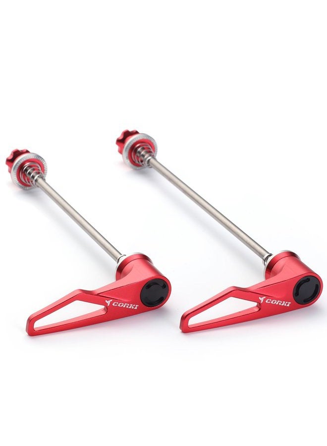 corki Upgraded Titanium Quick Release Skewer Set for Mountain Bike Red - Image 1