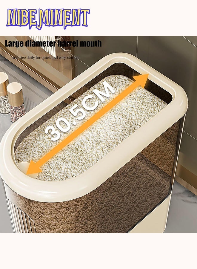 NIBEMINENT 5KG Rice Storage Bucket, Rice Dispenser, Large Grain Container Storage with Precision Measuring Cup, Cereal Dispenser Bucket for Kitchen Soybean Corn (Cream White) - Image 5