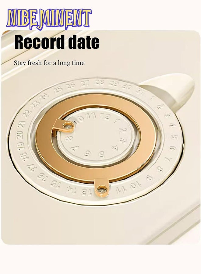 NIBEMINENT 5KG Rice Storage Bucket, Rice Dispenser, Large Grain Container Storage with Precision Measuring Cup, Cereal Dispenser Bucket for Kitchen Soybean Corn (Cream White) - Image 2