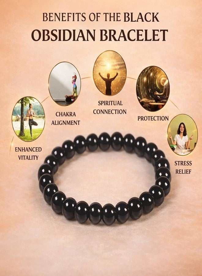 Spiry Original Certified Black Obsidian Bracelet For Women | Crystal Adjustable Natural Stone Bracelet for Money, Success & Positive Energy - Handmade Spiritual Jewelry - Image 2
