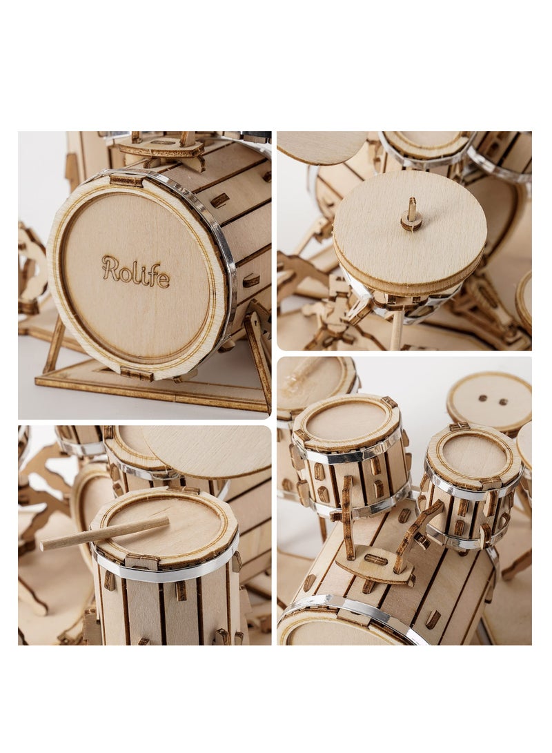 KASTWAVE 3D Wooden Puzzles, 3D Wooden Puzzles Model Kit for Adults and Teens to Build Musical Instrument Series (Drum kit), Projects for Kids Ages 12-16,Birthday Gifts Hobbies for Women Men - Image 3