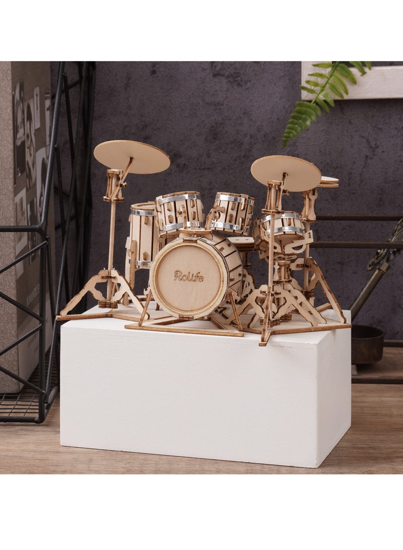 KASTWAVE 3D Wooden Puzzles, 3D Wooden Puzzles Model Kit for Adults and Teens to Build Musical Instrument Series (Drum kit), Projects for Kids Ages 12-16,Birthday Gifts Hobbies for Women Men - Image 2
