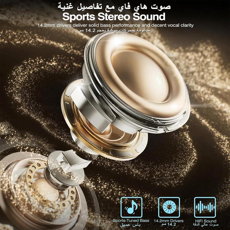 Garlo Bluetooth Headphones True Wireless Sports Earbuds, ENC Noise Cancelling Mic Call in Ear Buds, Sports Earphones with Ear hooks, Waterproof, 45H Led Display, Workout, Sport Earbuds for Running - Image 3