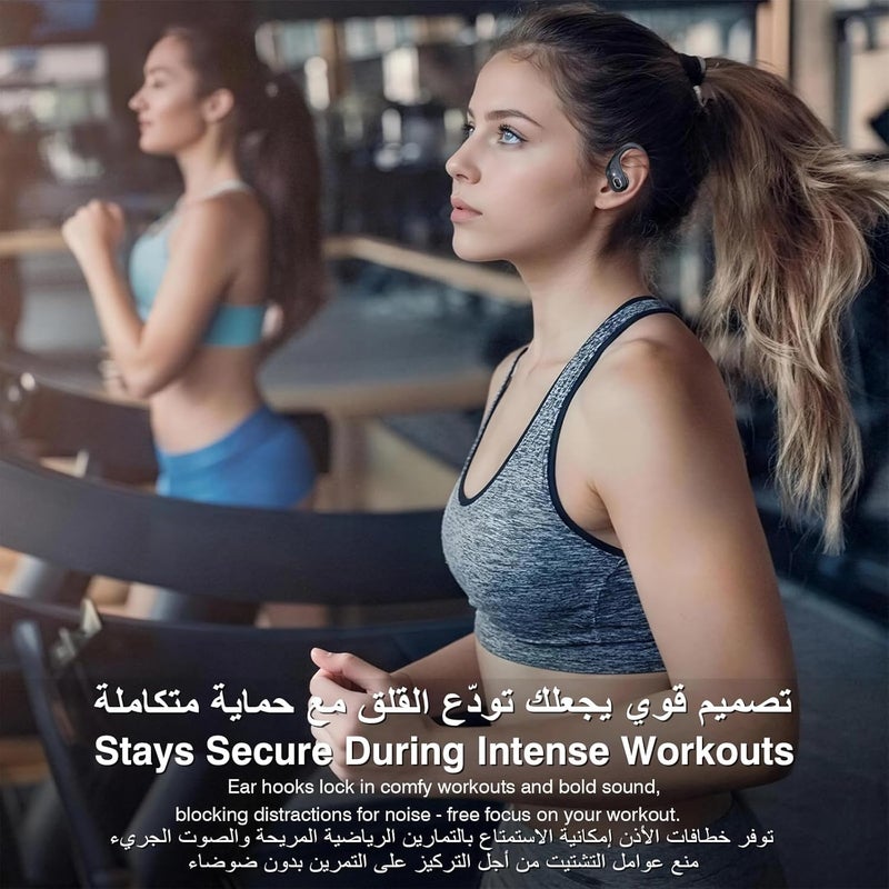 Garlo Bluetooth Headphones True Wireless Sports Earbuds, ENC Noise Cancelling Mic Call in Ear Buds, Sports Earphones with Ear hooks, Waterproof, 45H Led Display, Workout, Sport Earbuds for Running - Image 5