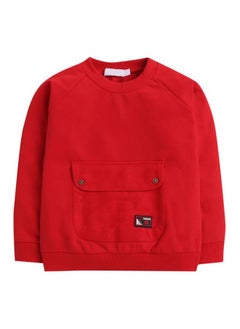 Hopscotch Hopscotch Baby Boys Cotton Solid Top And Pant Set in Red Color For Ages 18-24 Months  - Image 4