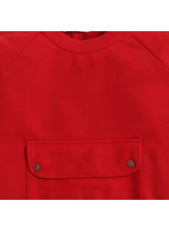Hopscotch - Hopscotch Baby Boys Cotton Solid Top And Pant Set in Red Color For Ages 18-24 Months - Image 1