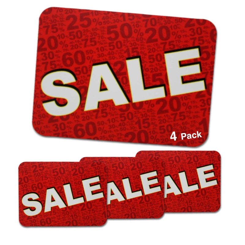 Sale Sign Thick for Retail Stores Sales Clearance Discounts 9 x 12 inch FullColor PVC Signs 4 Pack