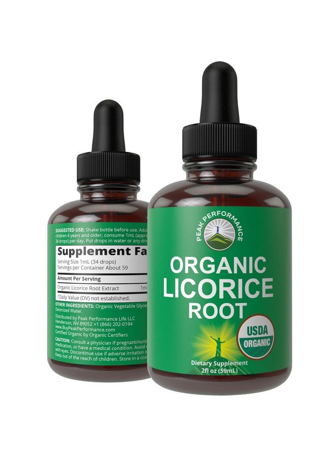 Peak Performance USDA Organic Licorice Root Extract Liquid Drops Supplement. Vegan Tincture for Digestion + Respiratory Health. Extracto de Regaliz Root Oil Herb. Zero Sugar, Gluten Free Supplements for Women and Men - Image 1