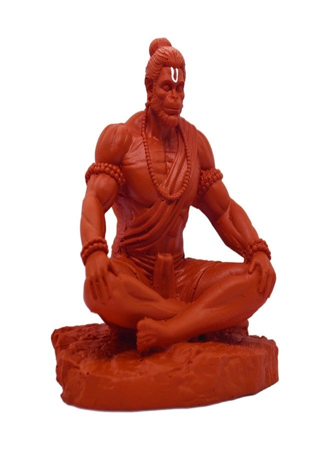 CHULO Bhagwa Rang Meditating Lord Hanuman Statue, Bajrangbali Murti for Home Temple, Car Dashboard and Office Desk - Image 5