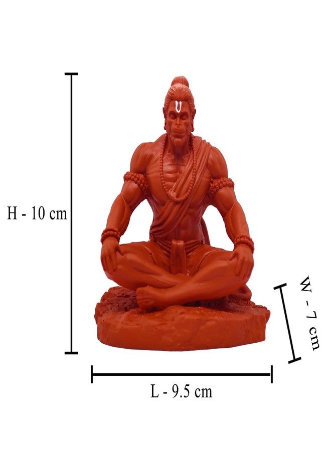 CHULO Bhagwa Rang Meditating Lord Hanuman Statue, Bajrangbali Murti for Home Temple, Car Dashboard and Office Desk - Image 2