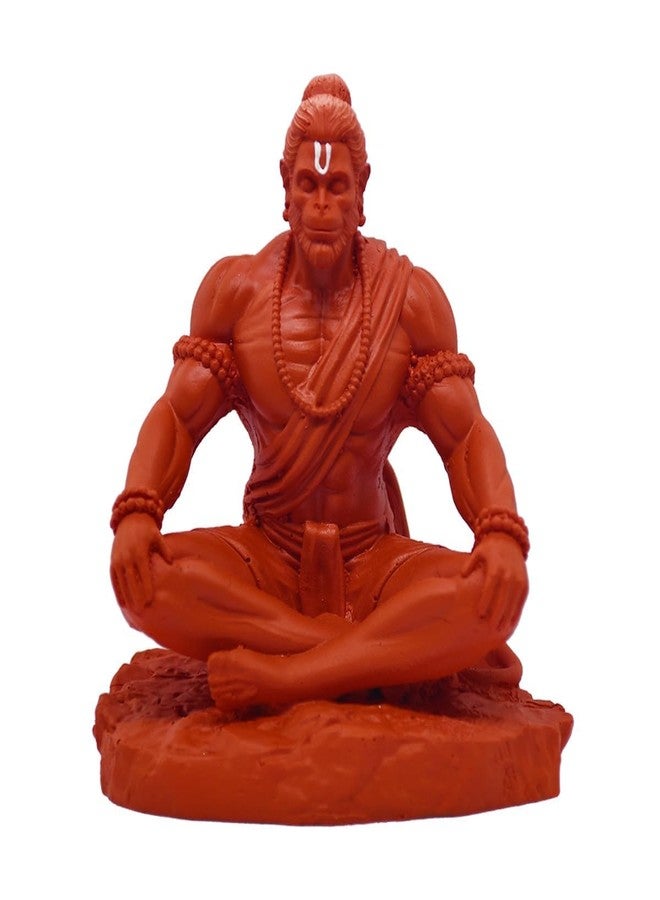 CHULO Bhagwa Rang Meditating Lord Hanuman Statue, Bajrangbali Murti for Home Temple, Car Dashboard and Office Desk - Image 1