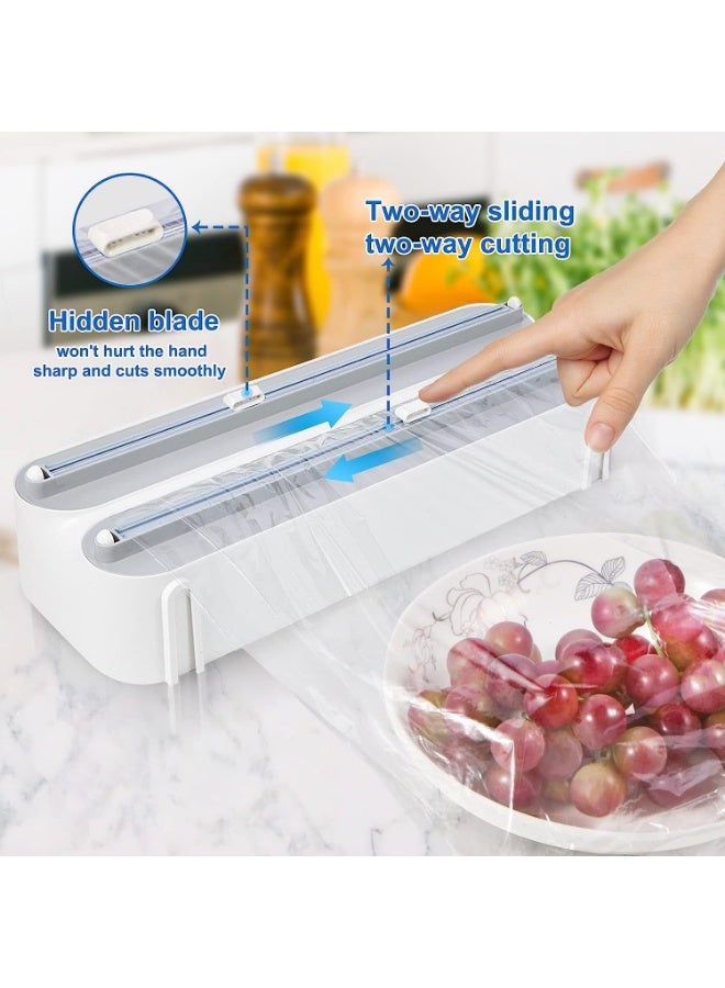 WinCheer ورق بلاستيك ملف موزع مع شريحة القطع ، ورق القصدير الألومنيوم القابل لإعادة الاستخدام ومنظم فيلم التمسك مع القاع المغناطيسي ، حامل تخزين موزع الدرجات القابلة للتعديل - Image 2