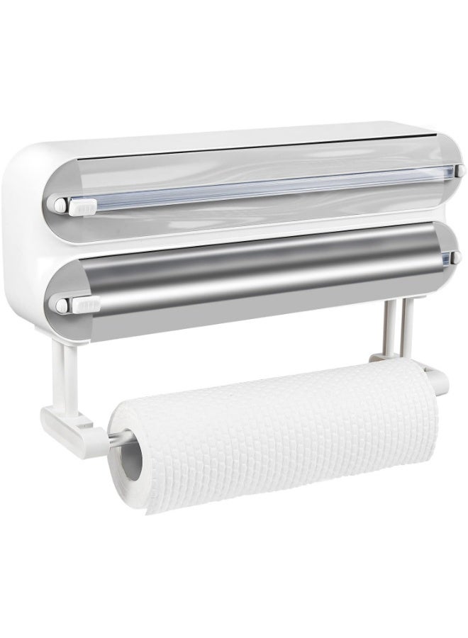 WinCheer ورق بلاستيك ملف موزع مع شريحة القطع ، ورق القصدير الألومنيوم القابل لإعادة الاستخدام ومنظم فيلم التمسك مع القاع المغناطيسي ، حامل تخزين موزع الدرجات القابلة للتعديل - Image 1