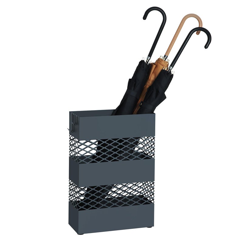 SONGMICS SONGMICS Umbrella Stand Metal Umbrella Holder for Entryway 47 x 11 x 161 Inches Rectangular with Water Tray Openwork Design Detachable Plastic Drip Tray Anthracite Grey ULUC02AG