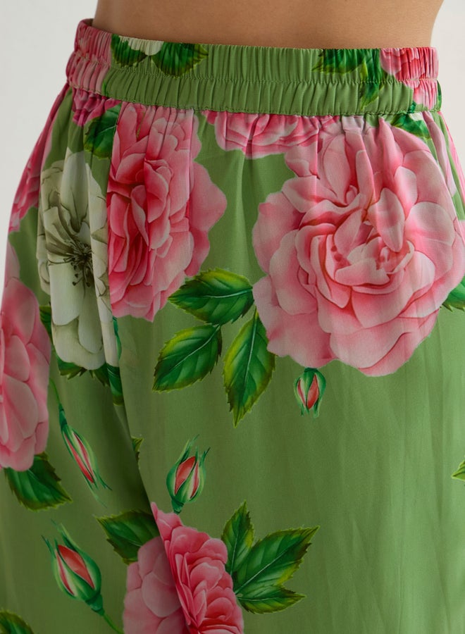 SASSAFRAS Floral Printed Peplum Top and Flared Sharara Co-Ords - Image 5