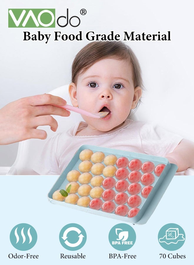 VAOdo Ice Cube Tray with Lid and Bin, Round Ice Cube Tray for Freezer, BPA-Free Food-Grade Ice Mold, Stackable Ice Ball Maker, Circle Ice Cube Tray for Coffee, Tea, Jucie and Drinks Blue  - Image 2