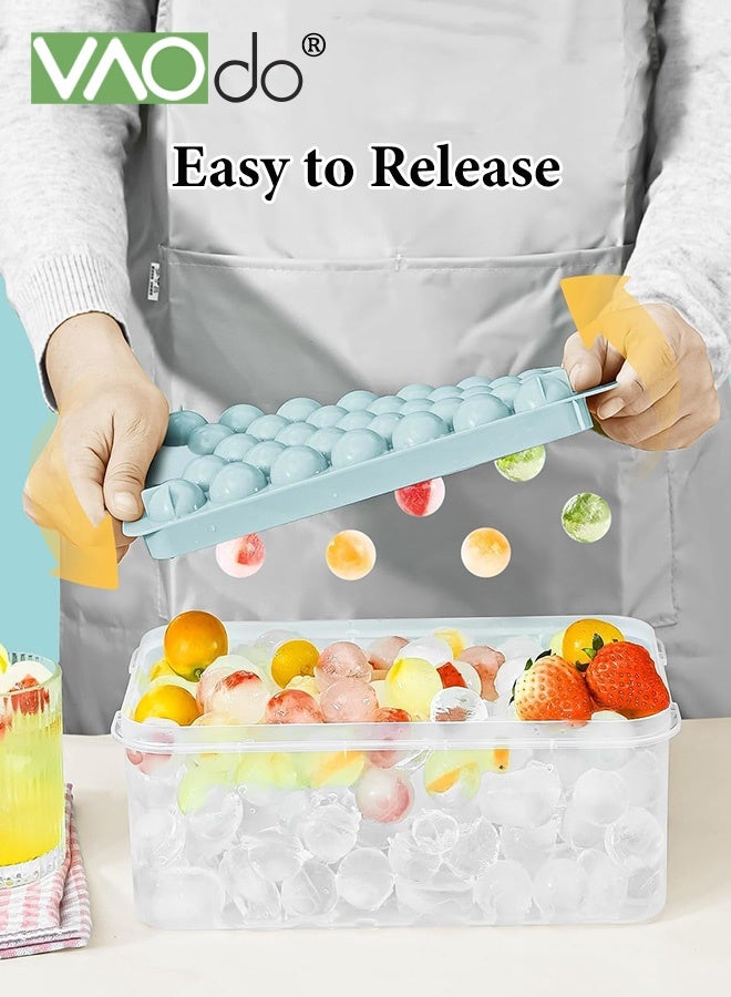 VAOdo Ice Cube Tray with Lid and Bin, Round Ice Cube Tray for Freezer, BPA-Free Food-Grade Ice Mold, Stackable Ice Ball Maker, Circle Ice Cube Tray for Coffee, Tea, Jucie and Drinks Blue  - Image 3