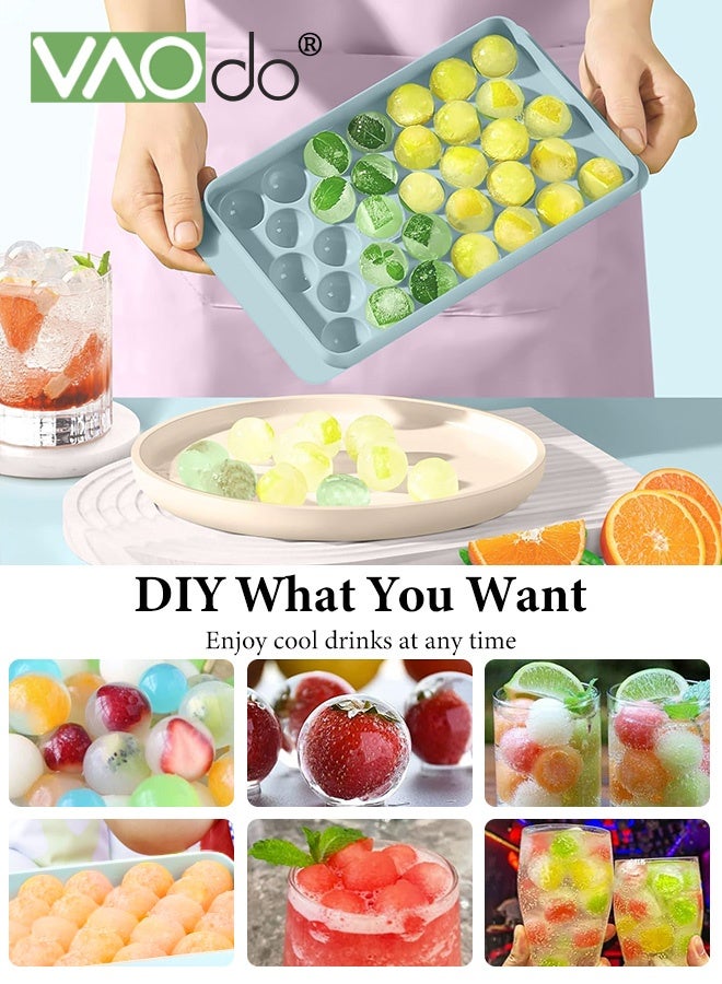 VAOdo Ice Cube Tray with Lid and Bin, Round Ice Cube Tray for Freezer, BPA-Free Food-Grade Ice Mold, Stackable Ice Ball Maker, Circle Ice Cube Tray for Coffee, Tea, Jucie and Drinks Blue  - Image 5