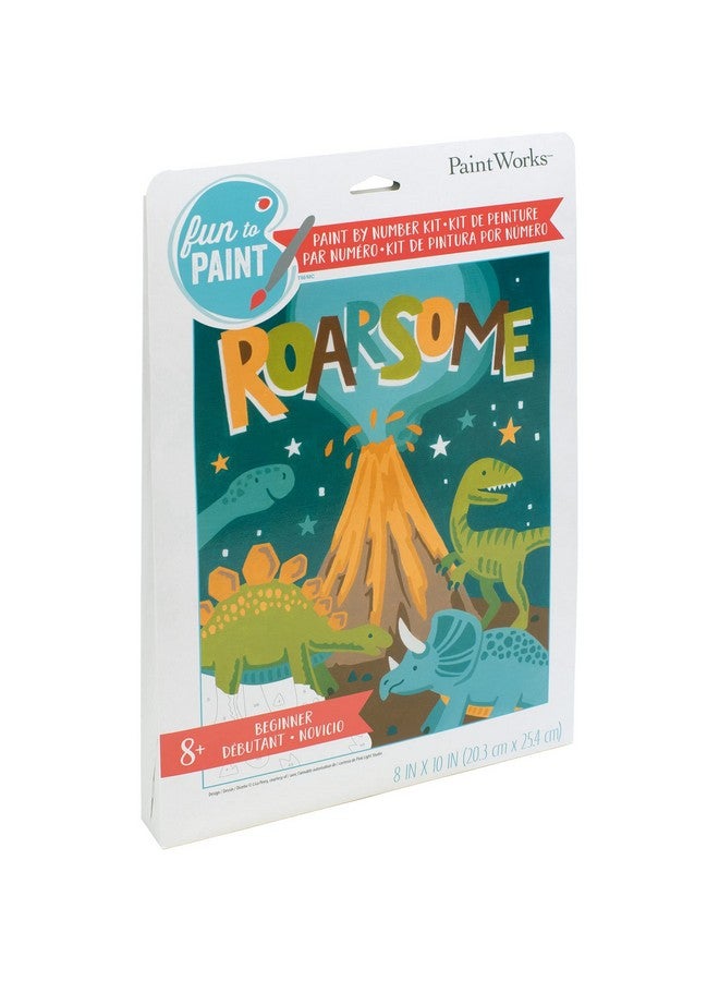 Dimensions Paintworks Roarsome Dinosaur Paint By Number Kit For Kids And Adults Finished Project 8" X 10" Multicolor 9 Piece - Image 5