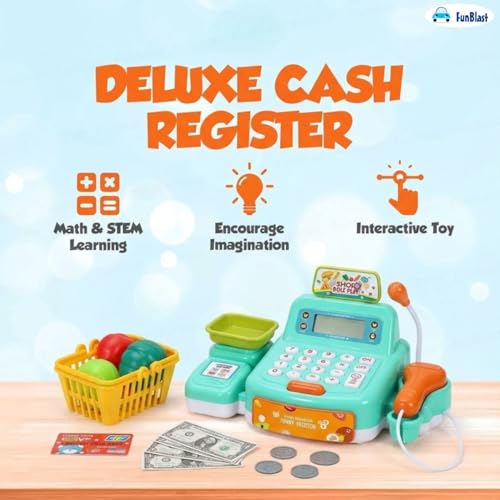 FunBlast Cash Register Toy with Scanner, Swipe Machine, Credit Card, Coins, Cashier Desk Toys, Pretend Play Toys for Kids, Role Play Toy for 3+ Year Old Kids (Multicolor) - Image 4