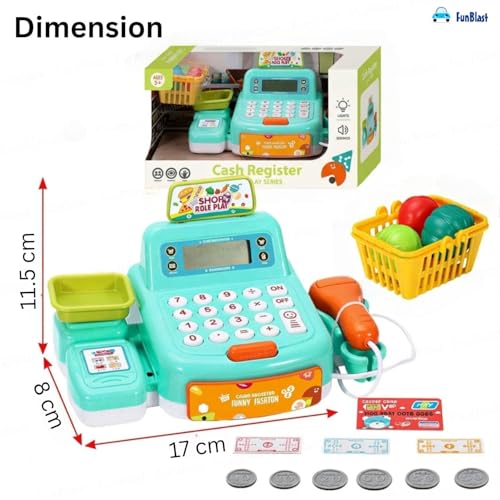 FunBlast Cash Register Toy with Scanner, Swipe Machine, Credit Card, Coins, Cashier Desk Toys, Pretend Play Toys for Kids, Role Play Toy for 3+ Year Old Kids (Multicolor) - Image 2