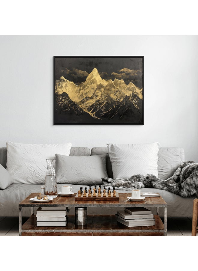 Art Decor Art Decor Framed Canvas Wall Art of Abstract Black and Gold Mountain Landscape Print Wall Decor for Home Office Living Room Bedroom Gifting  - Image 2