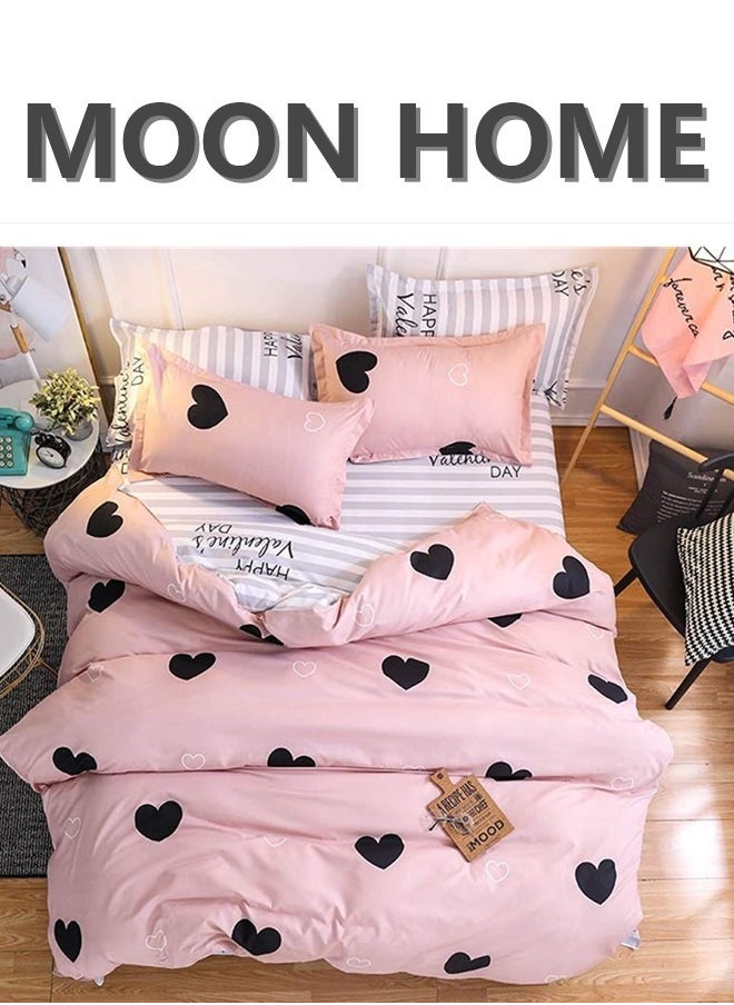 MOON HOME - King/Queen/Single size Soft and Breathable Microfiber Hypoallergenic Beautiful Design Duvet Cover Set ,set includes 1 Comforter Cover, 1 Fitted Bedsheet, 4 Pillowcases - Image 1