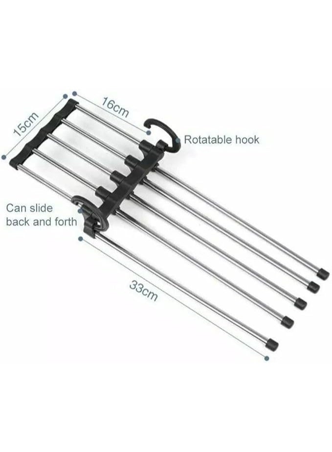 علاقة تنظيم خزانة الملابس متعددة الأغراض من الفولاذ المقاوم للصدأ - تصميم موفر للمساحة لتعليق السراويل والشالات والأوشحة - أسود - Image 1
