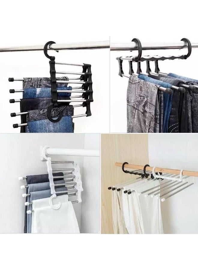 علاقة تنظيم خزانة الملابس متعددة الأغراض من الفولاذ المقاوم للصدأ - تصميم موفر للمساحة لتعليق السراويل والشالات والأوشحة - أسود - Image 5