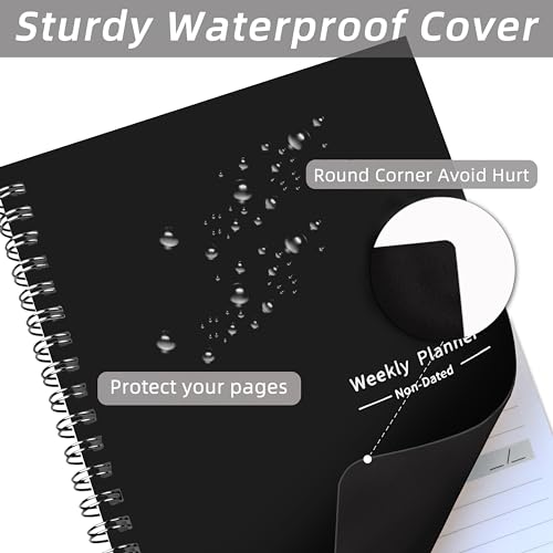 KAICN Undated Weekly Planner, Weekly Goals Notebook, A5 To Do List Planner, Habit Tracker Journal with Spiral Binding, 5.7 x 8.0 in, Black - Image 2