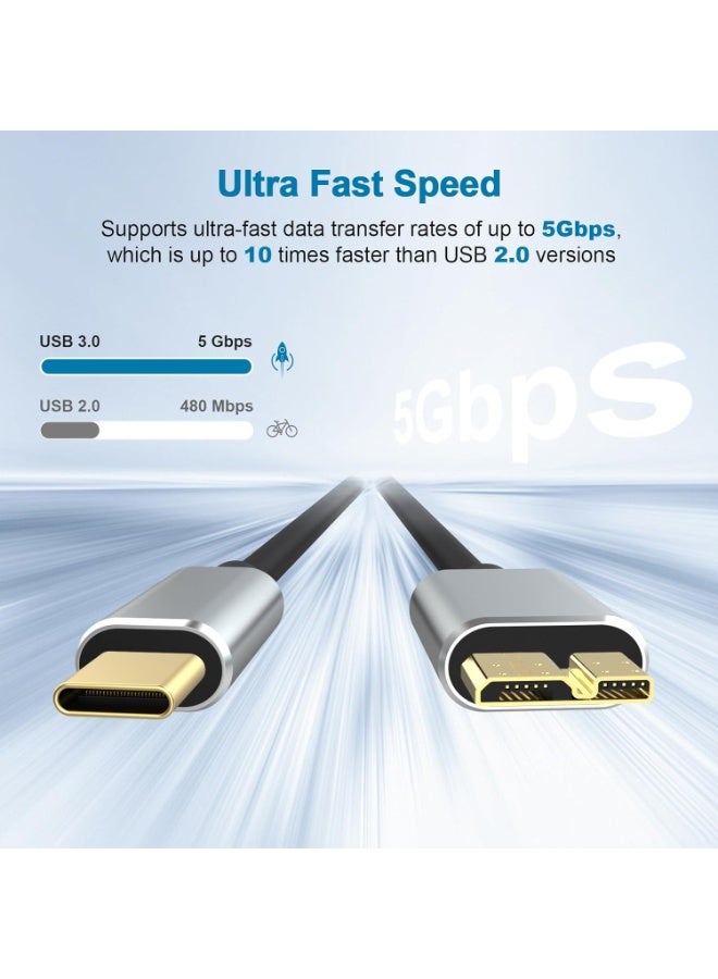 كابل USB C إلى USB 3.0 Micro B بطول 5 قدم متوافق مع كاميرات Canon EOS وNikon وأقراص Seagate وToshiba وSamsung وWD الخارجية - Image 3