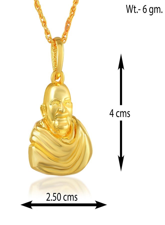 Memoir Premium Brass, 24KT Micron Gold plated Kainchi Dhaam Baba Neem Karoli pendant chain locket Hindu spiritual temple jewellery Men Women (PCUP4543) - Image 5
