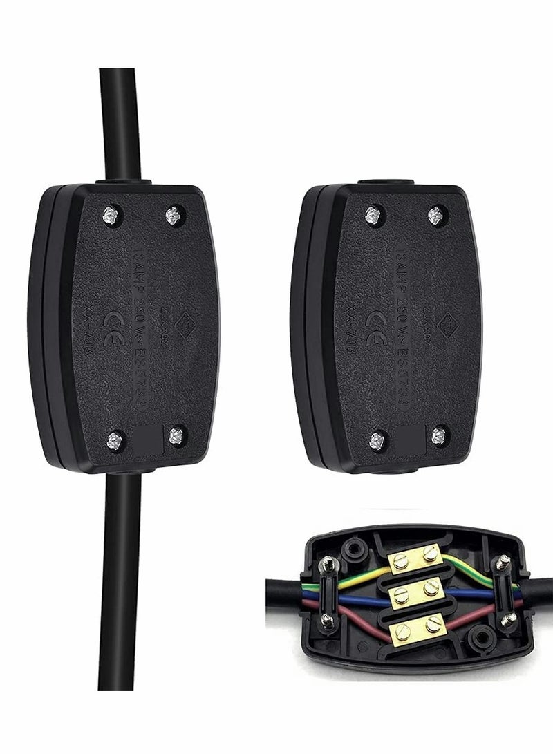 Excefore 3 Terminal Electrical Junction Box, 2 Pcs Cable Joiner Box Set, In-line Connector 250v 13A - Image 1