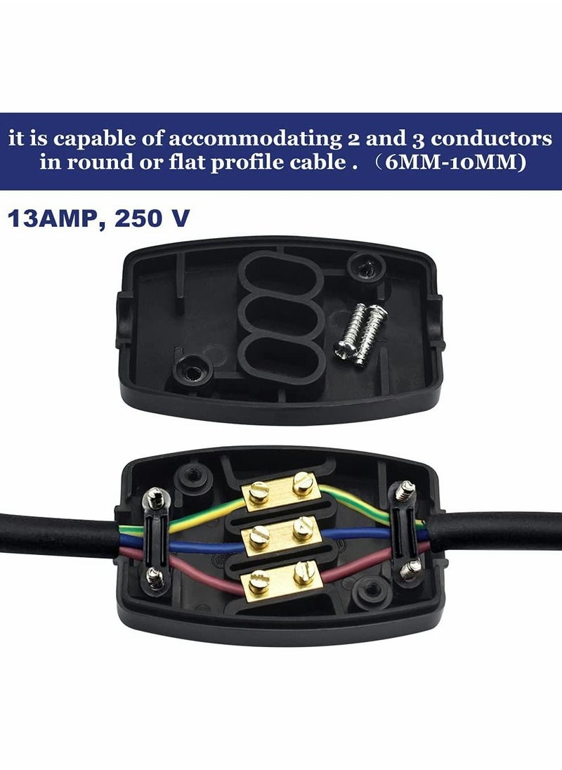 Excefore 3 Terminal Electrical Junction Box, 2 Pcs Cable Joiner Box Set, In-line Connector 250v 13A  - Image 3