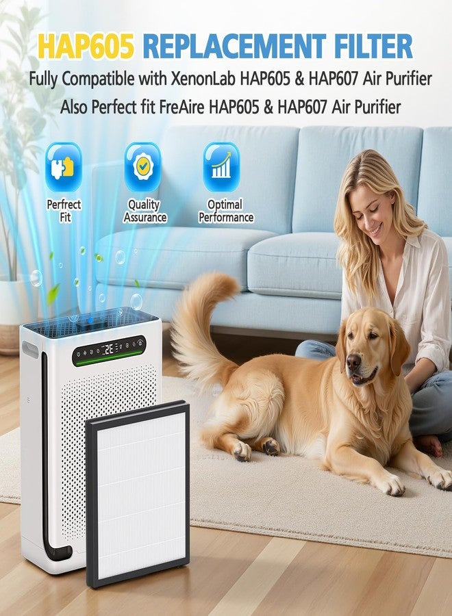 إيزينجو عبوتان من فلاتر تنقية الهواء HAP605، فلاتر بديلة لأجهزة تنقية الهواء XenonLab HAP605 وHAP607 وFreeAire HAP605 وHAP607، فلاتر كربون نشط عالية الكفاءة 3 في 1 لأجهزة تنقية الهواء HAP607/HAP605 - Image 2